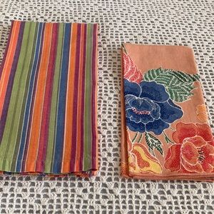 8 Napkins, Stripe ones are from Crate&Barrel 21X21, Floral 17X17 no label